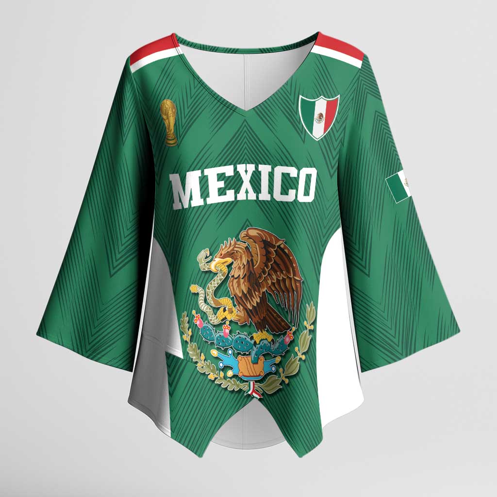 Custom Mexico Football Kimono Sleeve Blouse El Tricolor World Cup Style - Wonder Print Shop
