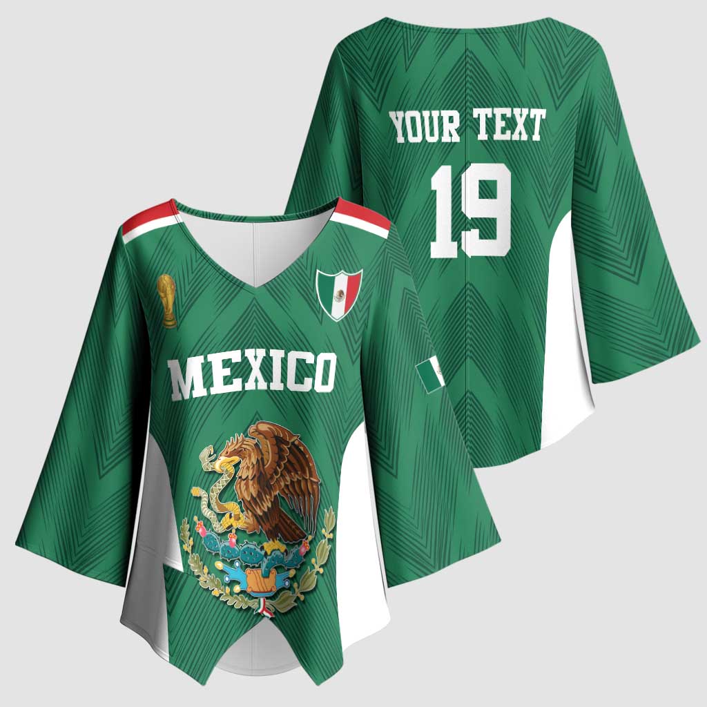 Custom Mexico Football Kimono Sleeve Blouse El Tricolor World Cup Style - Wonder Print Shop