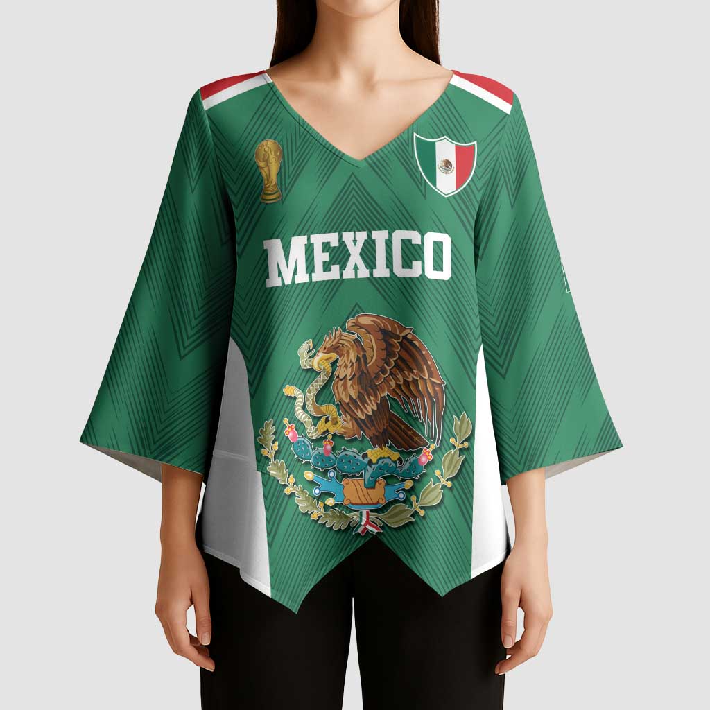 Custom Mexico Football Kimono Sleeve Blouse El Tricolor World Cup Style - Wonder Print Shop