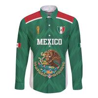 Custom Mexico Football Long Sleeve Button Shirt El Tricolor World Cup Style - Wonder Print Shop