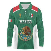 Custom Mexico Football Long Sleeve Polo Shirt El Tricolor World Cup Style - Wonder Print Shop
