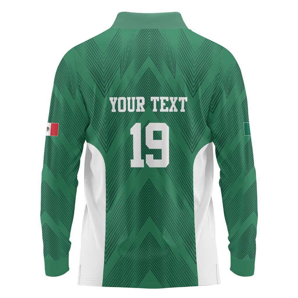 Custom Mexico Football Long Sleeve Polo Shirt El Tricolor World Cup Style - Wonder Print Shop