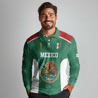 Custom Mexico Football Long Sleeve Polo Shirt El Tricolor World Cup Style - Wonder Print Shop
