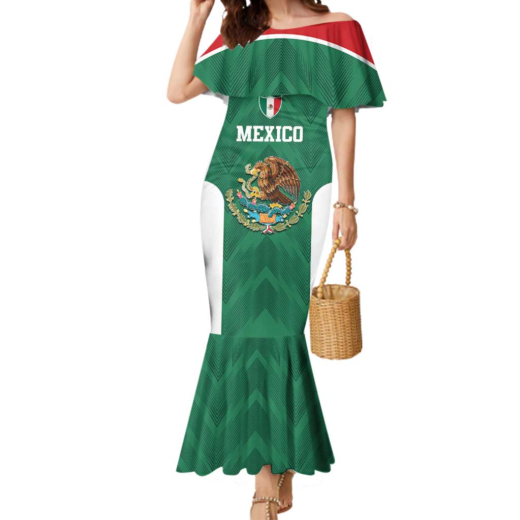 Custom Mexico Football Mermaid Dress El Tricolor World Cup Style - Wonder Print Shop