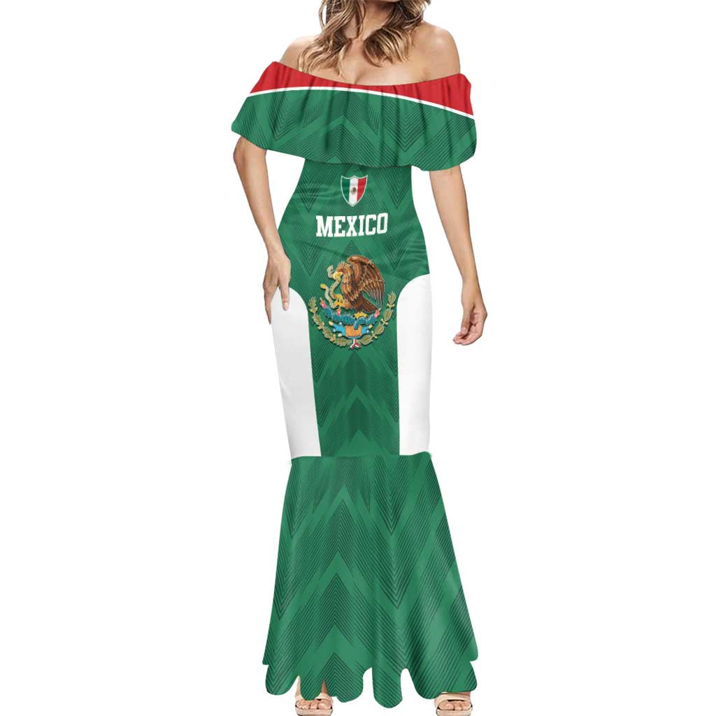 Custom Mexico Football Mermaid Dress El Tricolor World Cup Style - Wonder Print Shop