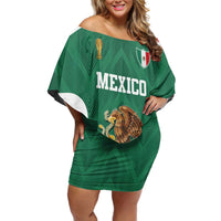 Custom Mexico Football Off Shoulder Short Dress El Tricolor World Cup Style - Wonder Print Shop