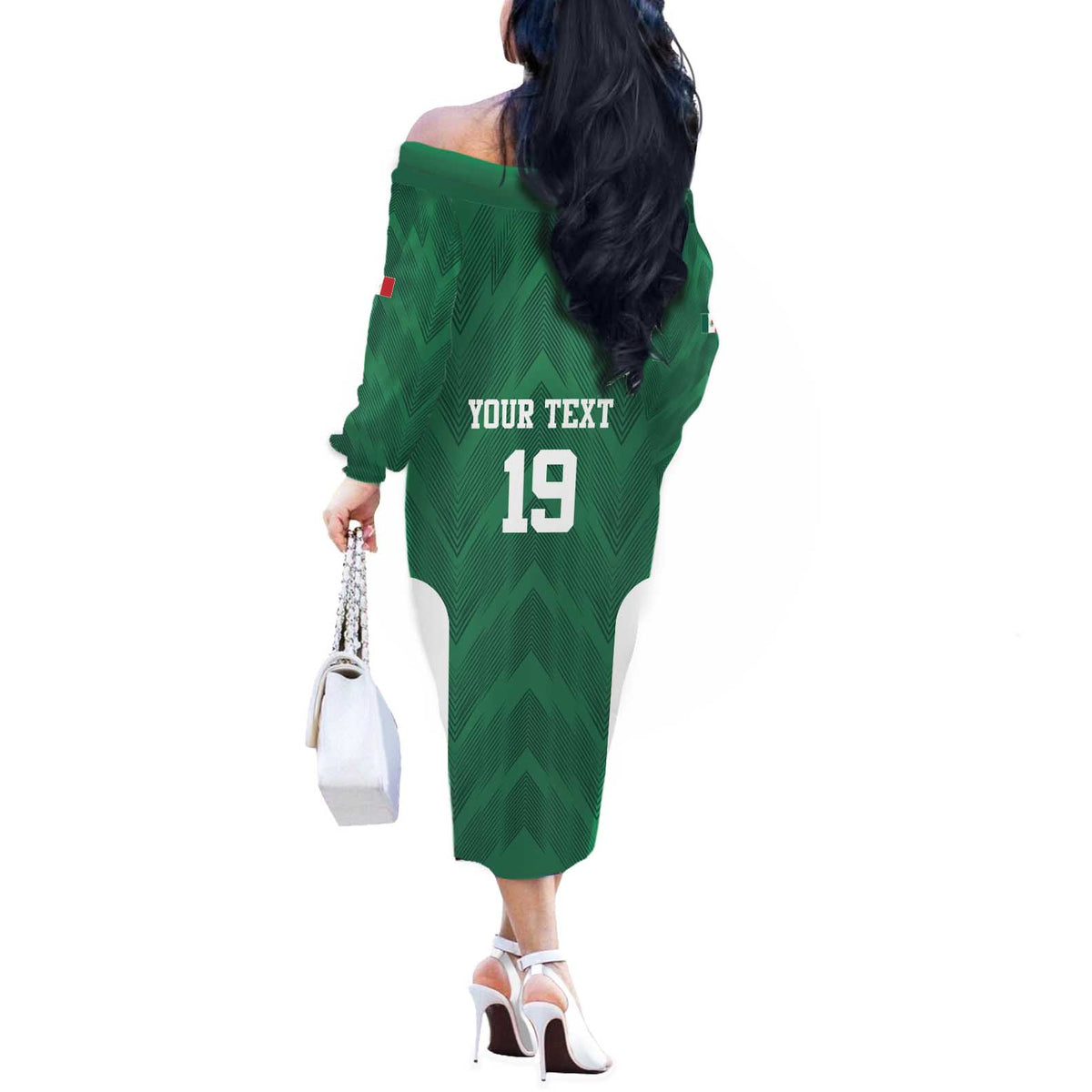 Custom Mexico Football Off The Shoulder Long Sleeve Dress El Tricolor World Cup Style - Wonder Print Shop