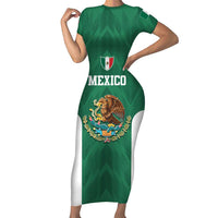 Custom Mexico Football Short Sleeve Bodycon Dress El Tricolor World Cup Style - Wonder Print Shop