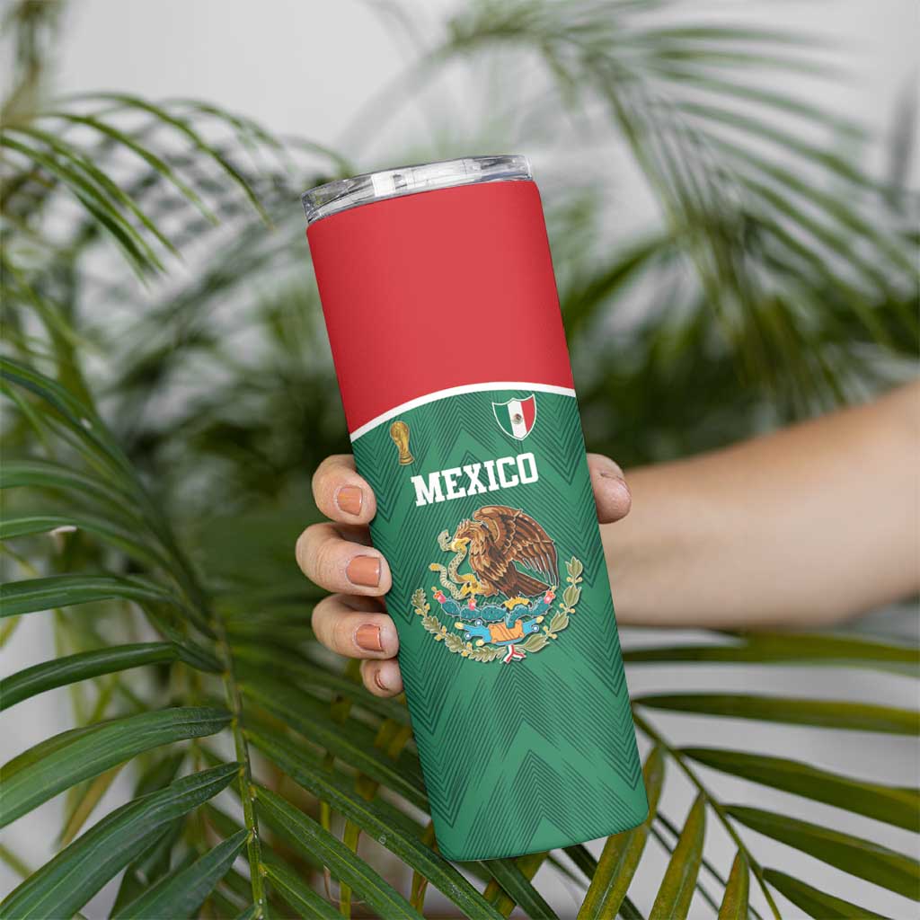 Custom Mexico Football Skinny Tumbler El Tricolor World Cup Style - Wonder Print Shop