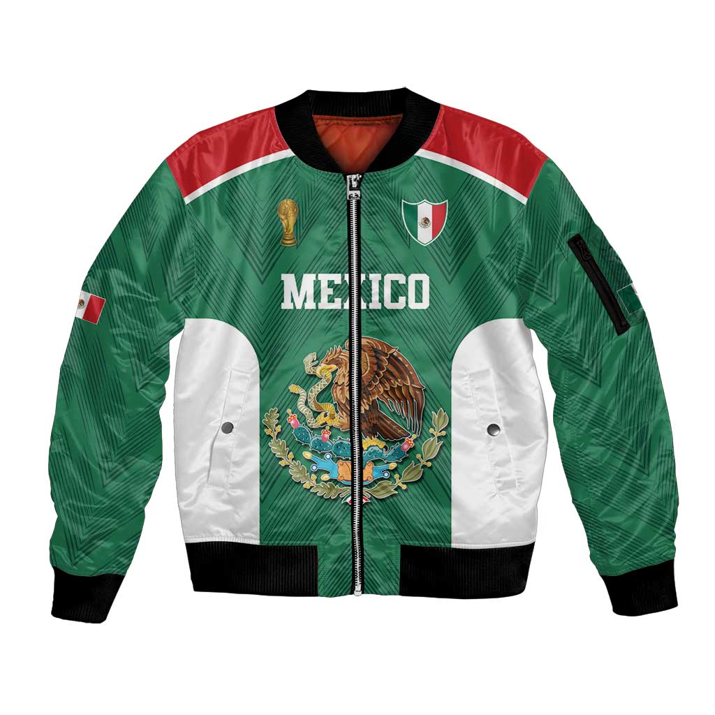 Custom Mexico Football Sleeve Zip Bomber Jacket El Tricolor World Cup Style - Wonder Print Shop