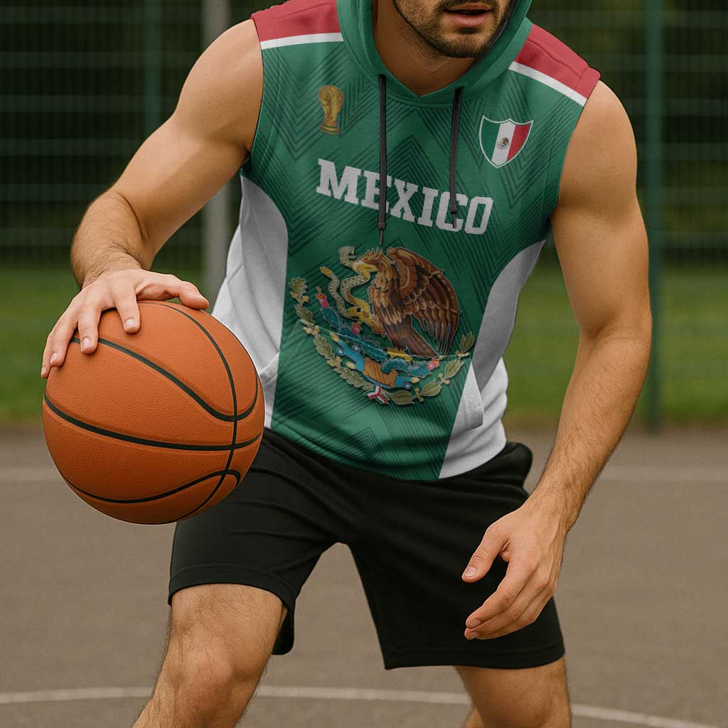 Custom Mexico Football Sleeveless Hoodie El Tricolor World Cup Style - Wonder Print Shop