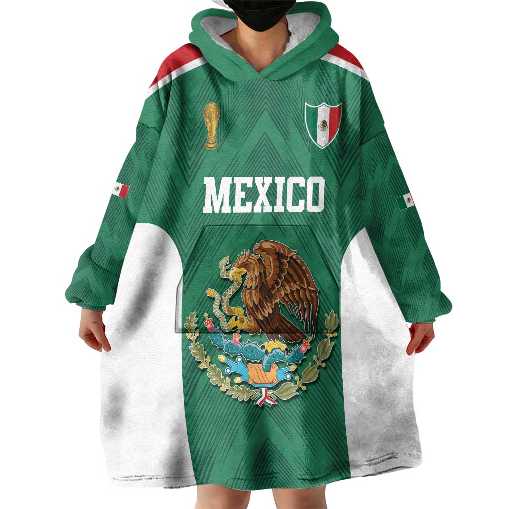 Custom Mexico Football Wearable Blanket Hoodie El Tricolor World Cup Style - Wonder Print Shop