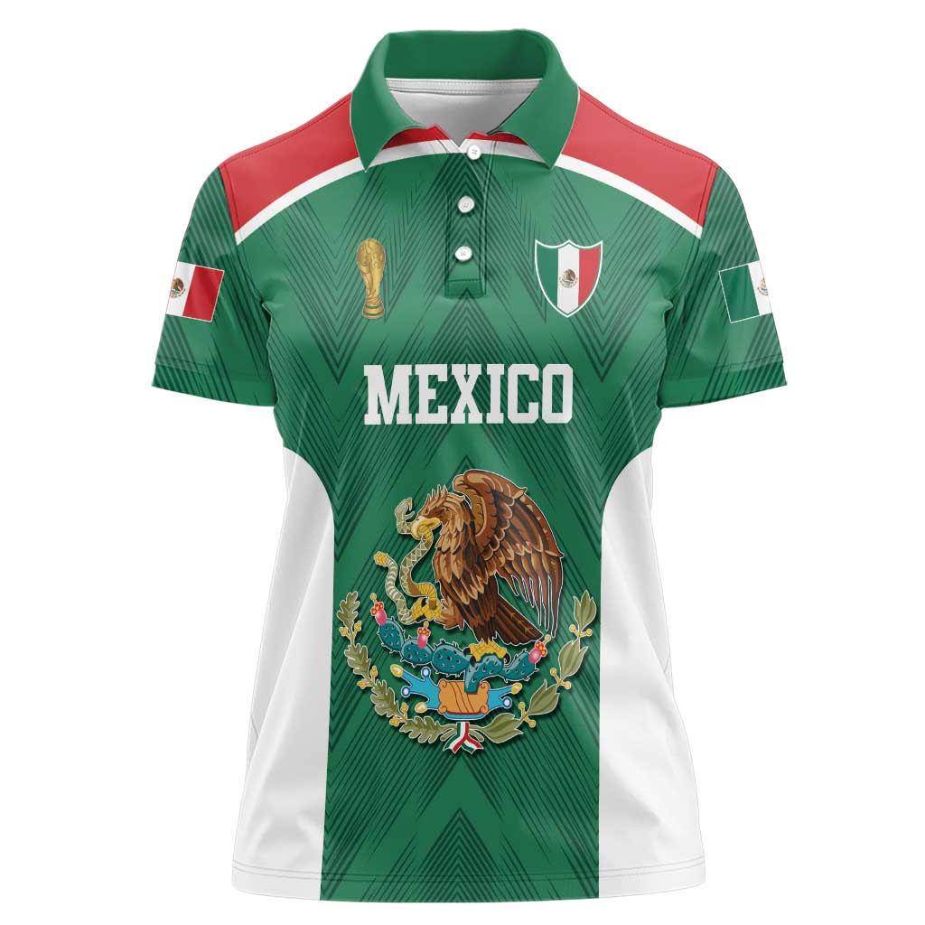 Custom Mexico Football Women Polo Shirt El Tricolor World Cup Style - Wonder Print Shop