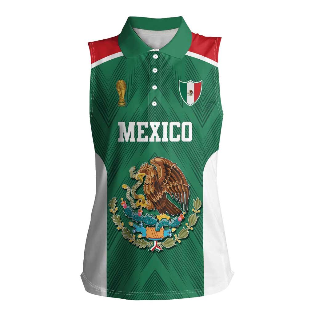 Custom Mexico Football Women Sleeveless Polo Shirt El Tricolor World Cup Style - Wonder Print Shop