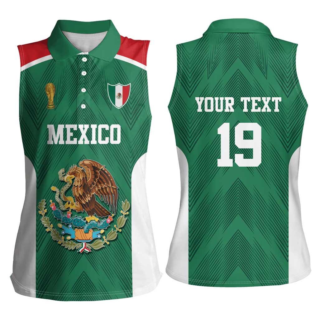 Custom Mexico Football Women Sleeveless Polo Shirt El Tricolor World Cup Style - Wonder Print Shop