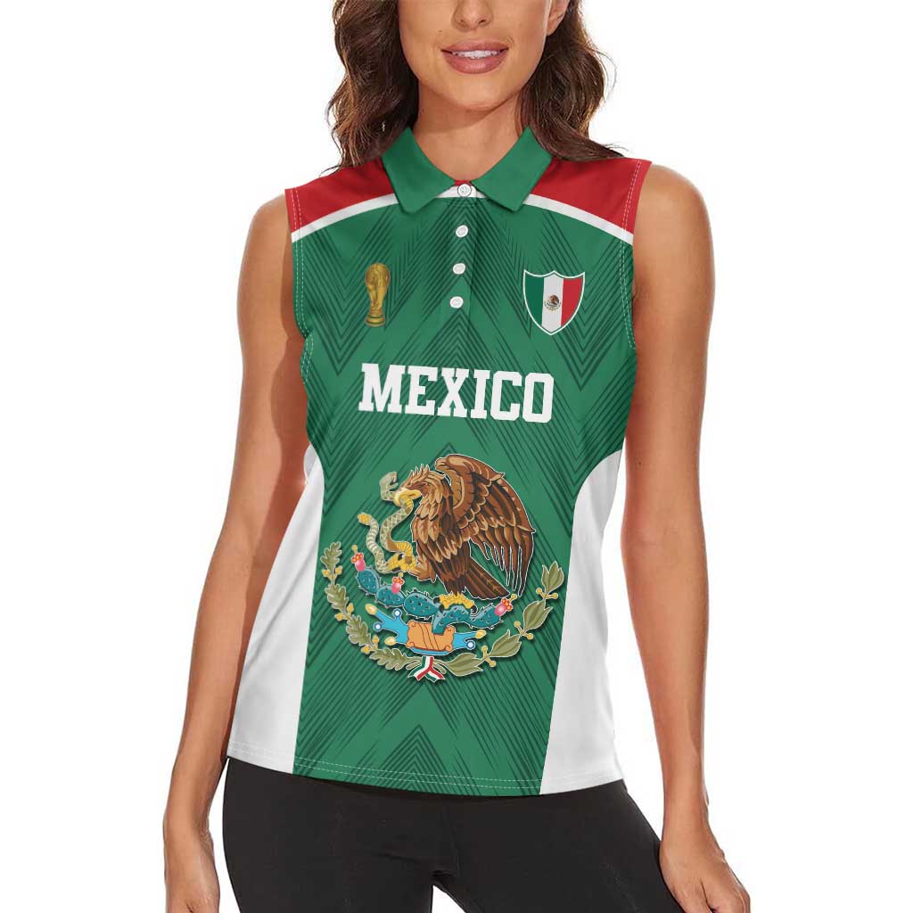 Custom Mexico Football Women Sleeveless Polo Shirt El Tricolor World Cup Style - Wonder Print Shop
