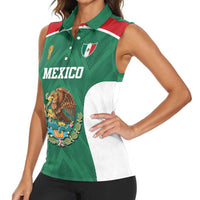 Custom Mexico Football Women Sleeveless Polo Shirt El Tricolor World Cup Style - Wonder Print Shop