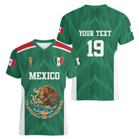Custom Mexico Football Women V-Neck T-Shirt El Tricolor World Cup Style - Wonder Print Shop