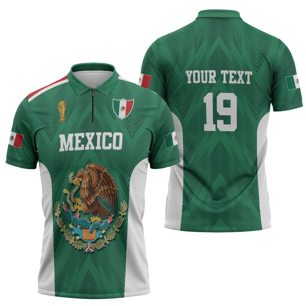 Custom Mexico Football Zipper Polo Shirt El Tricolor World Cup Style - Wonder Print Shop