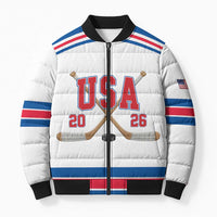 Custom USA Ice Hockey Bomber Puffer Jacket Let’s Go Champions