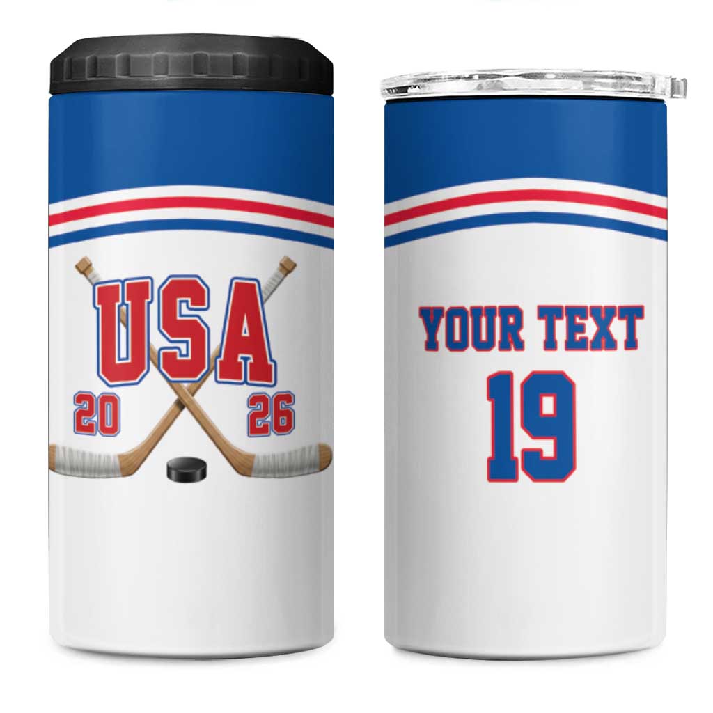 Custom USA Ice Hockey 4 in 1 Can Cooler Tumbler Let’s Go Champions