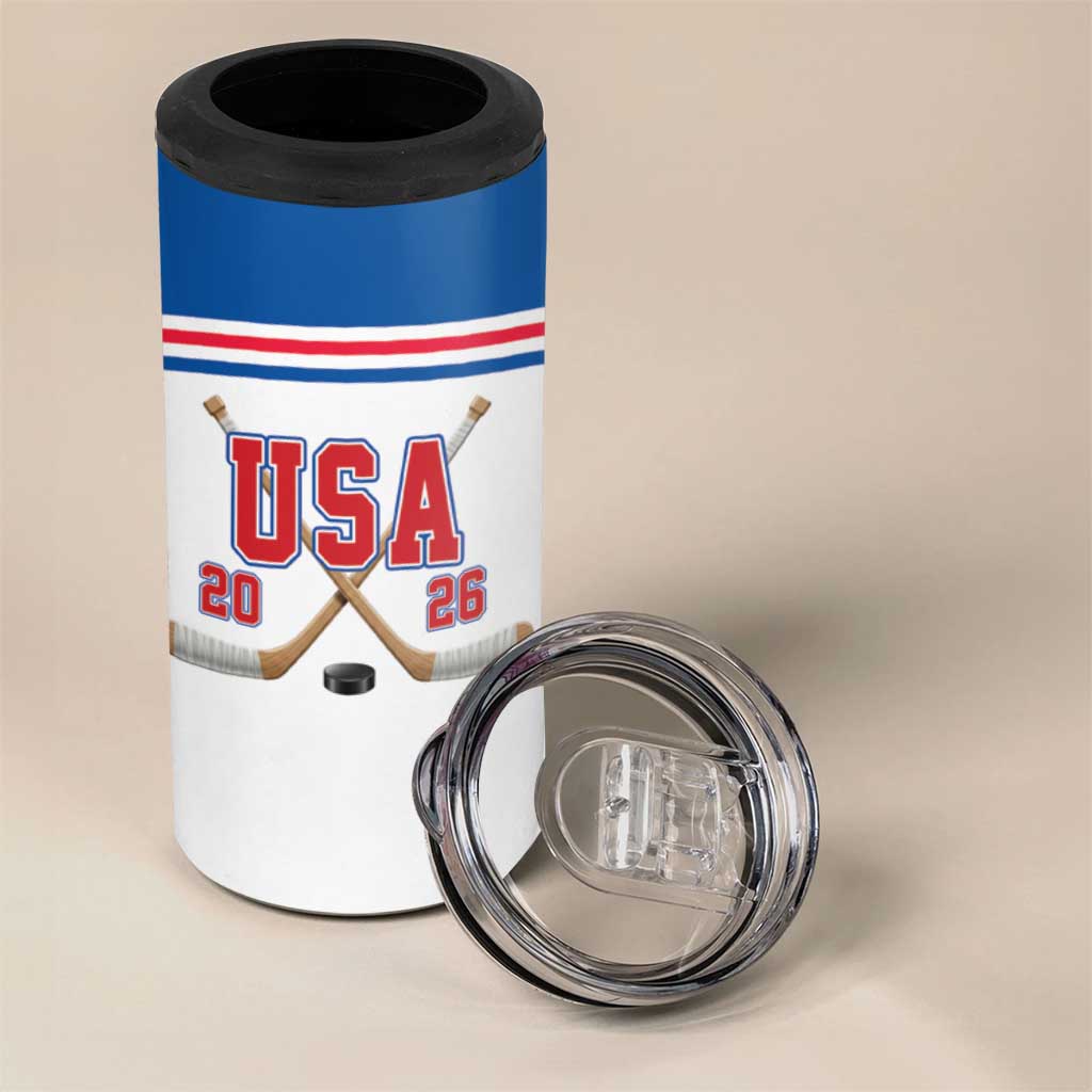 Custom USA Ice Hockey 4 in 1 Can Cooler Tumbler Let’s Go Champions