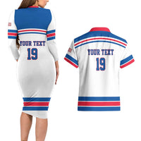 Custom USA Ice Hockey Couples Matching Long Sleeve Bodycon Dress and Hawaiian Shirt Let’s Go Champions