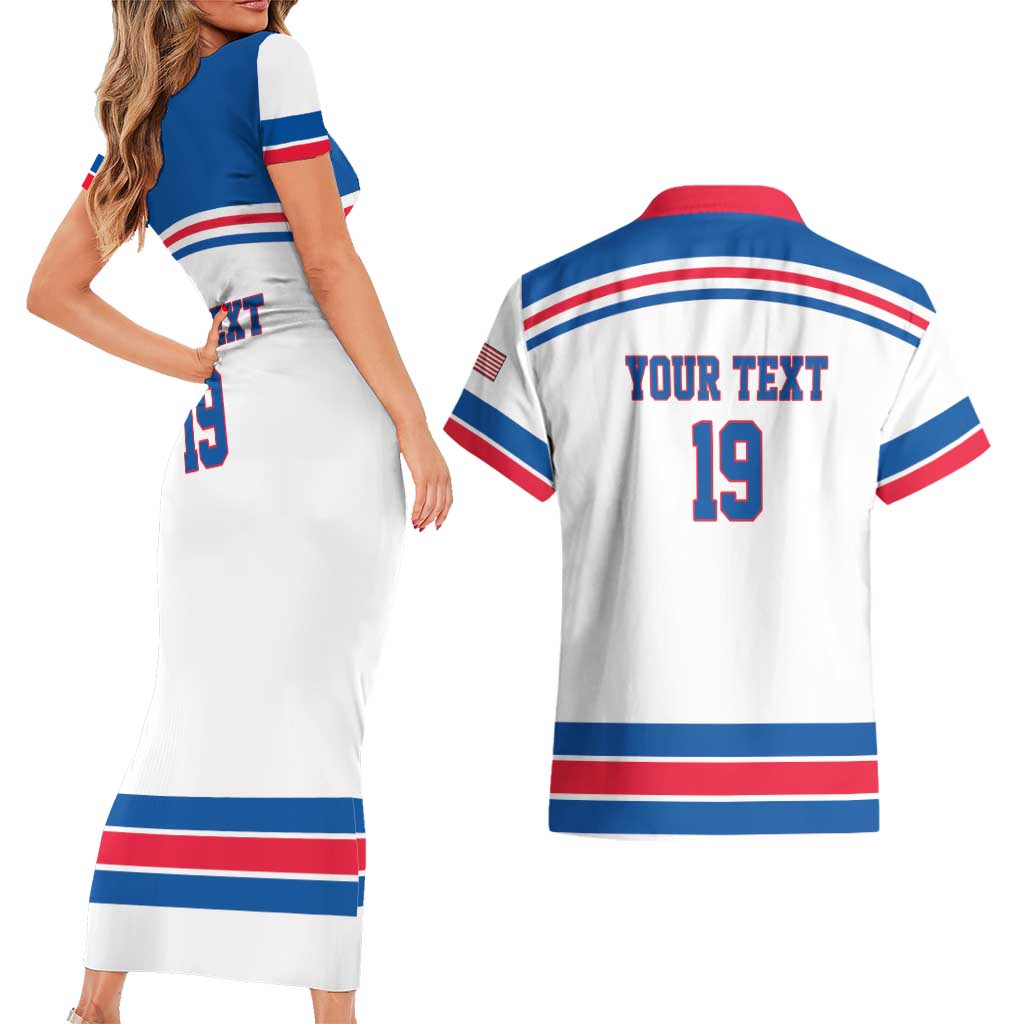 Custom USA Ice Hockey Couples Matching Short Sleeve Bodycon Dress and Hawaiian Shirt Let’s Go Champions