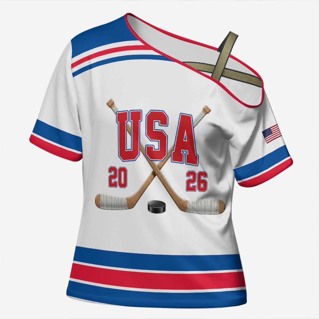 Custom USA Ice Hockey Cross Shoulder Shirt Let’s Go Champions