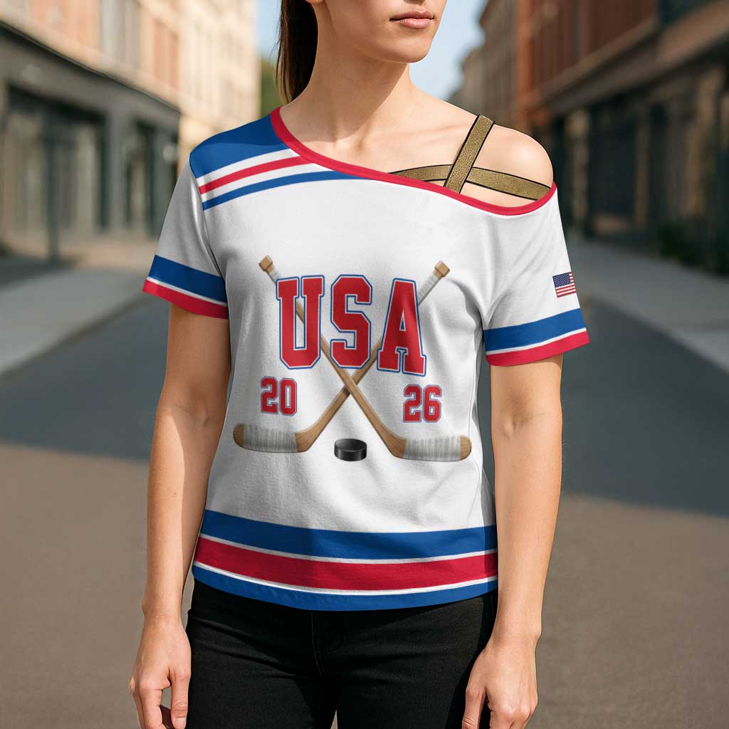 Custom USA Ice Hockey Cross Shoulder Shirt Let’s Go Champions