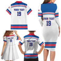 Custom USA Ice Hockey Family Matching Long Sleeve Bodycon Dress and Hawaiian Shirt Let’s Go Champions