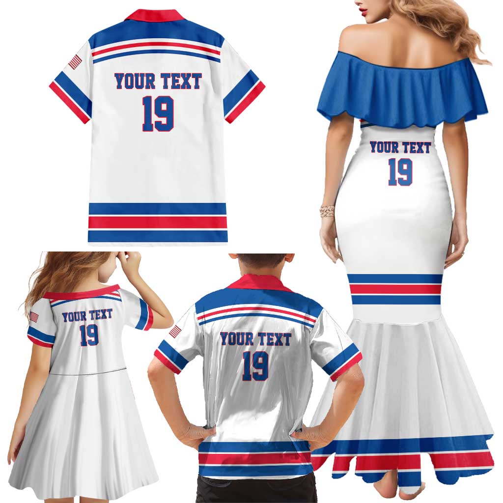 Custom USA Ice Hockey Family Matching Mermaid Dress and Hawaiian Shirt Let’s Go Champions