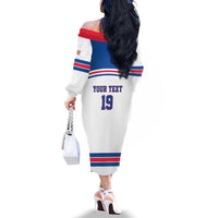 Custom USA Ice Hockey Family Matching Off The Shoulder Long Sleeve Dress and Hawaiian Shirt Let’s Go Champions