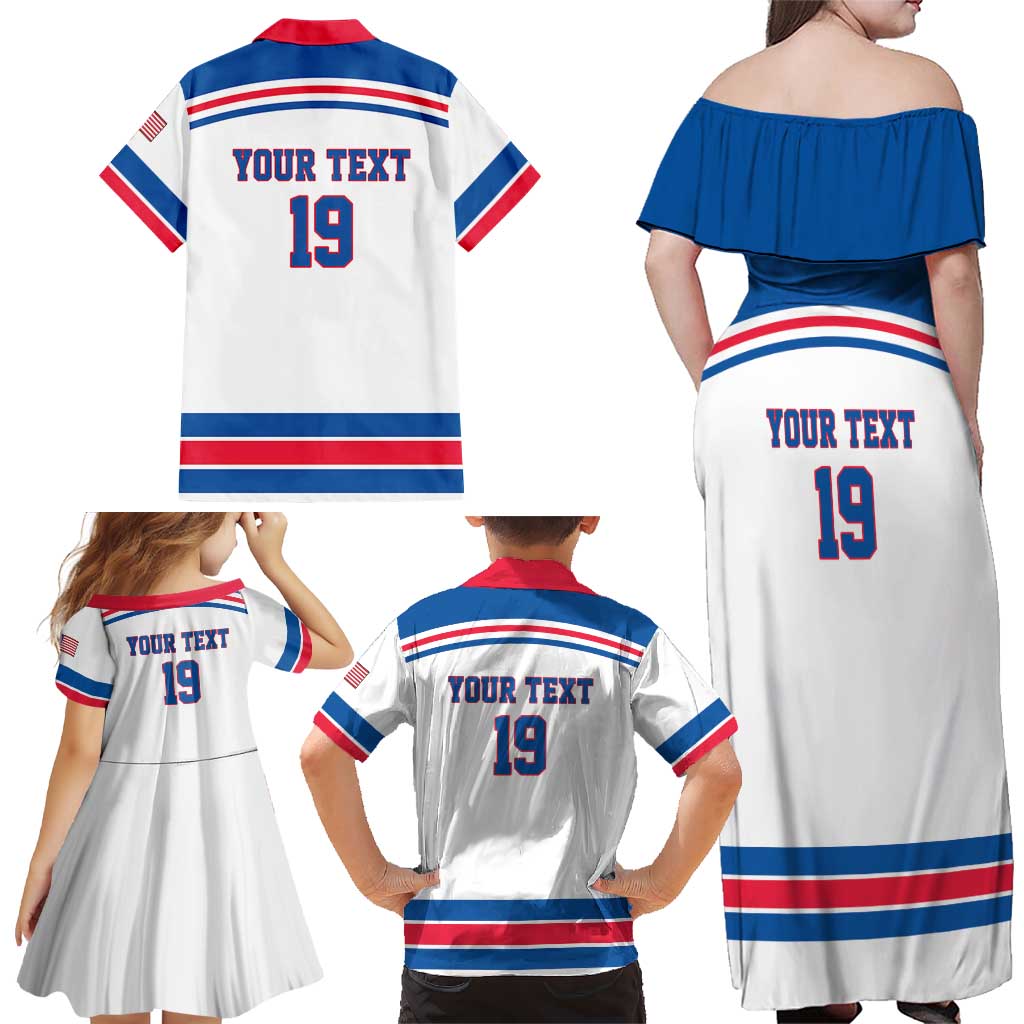 Custom USA Ice Hockey Family Matching Off Shoulder Maxi Dress and Hawaiian Shirt Let’s Go Champions