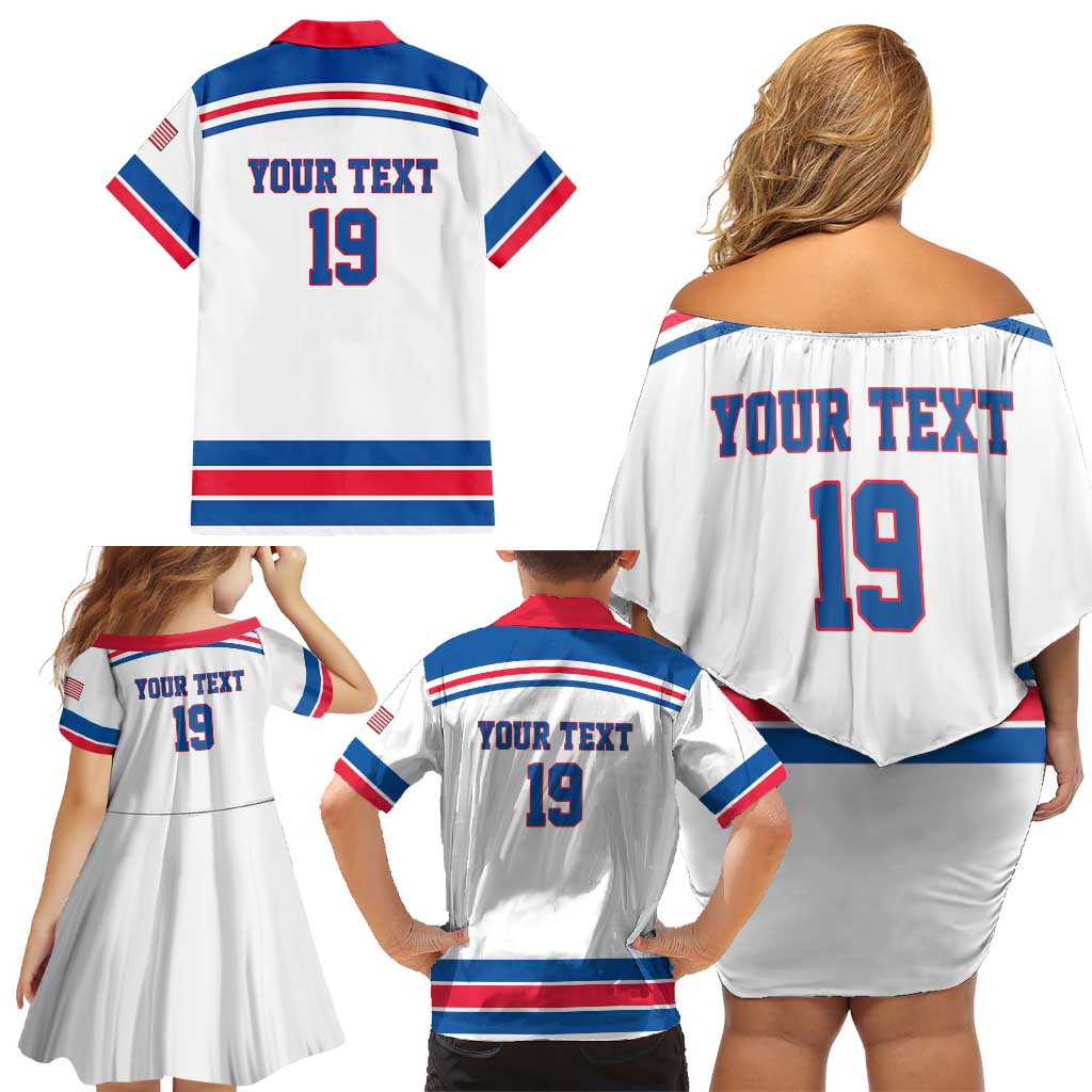 Custom USA Ice Hockey Family Matching Off Shoulder Short Dress and Hawaiian Shirt Let’s Go Champions