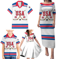 Custom USA Ice Hockey Family Matching Puletasi and Hawaiian Shirt Let’s Go Champions
