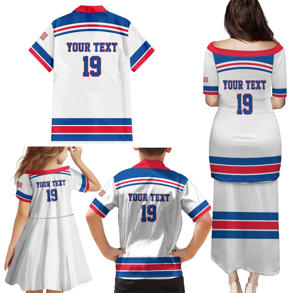 Custom USA Ice Hockey Family Matching Puletasi and Hawaiian Shirt Let’s Go Champions