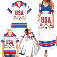 Custom USA Ice Hockey Family Matching Summer Maxi Dress and Hawaiian Shirt Let’s Go Champions