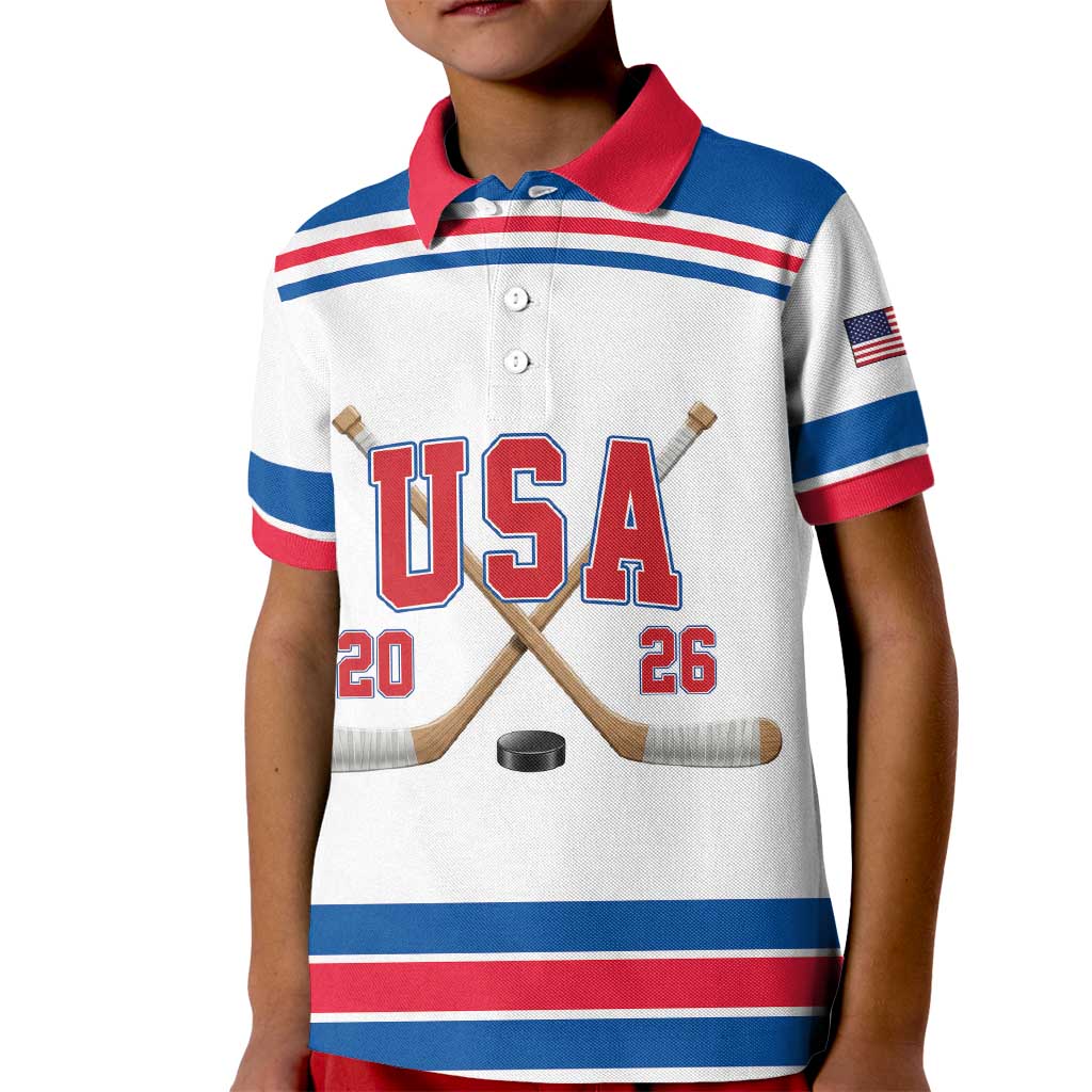 Custom USA Ice Hockey Kid Polo Shirt Let’s Go Champions