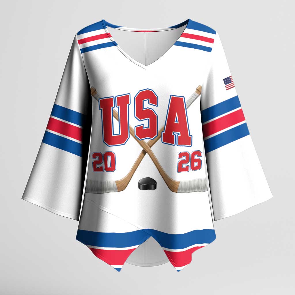 Custom USA Ice Hockey Kimono Sleeve Blouse Let’s Go Champions