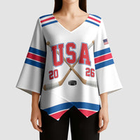 Custom USA Ice Hockey Kimono Sleeve Blouse Let’s Go Champions