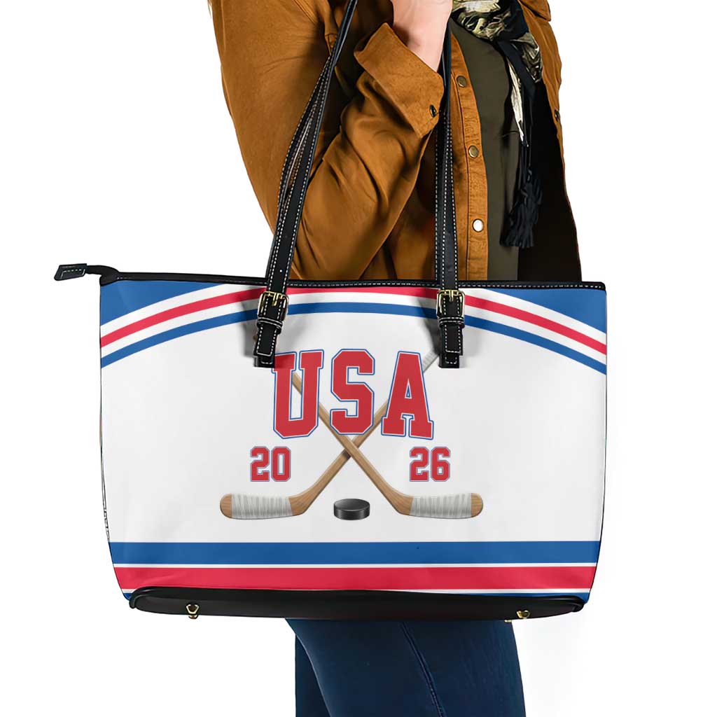 USA Ice Hockey Leather Tote Bag Let’s Go Champions