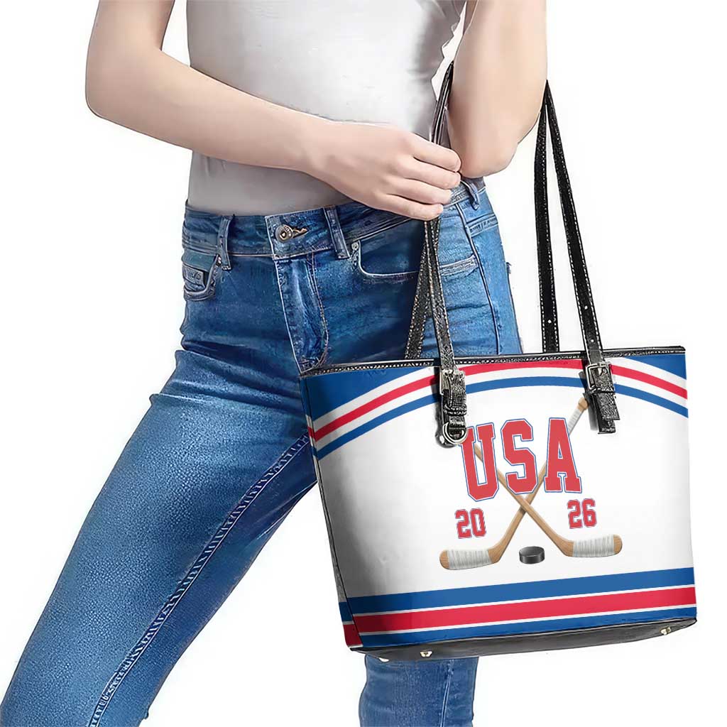 USA Ice Hockey Leather Tote Bag Let’s Go Champions