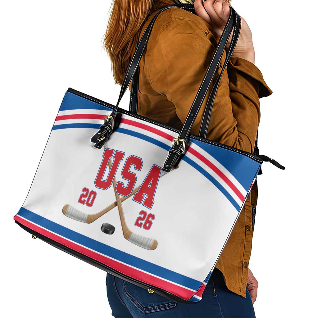 USA Ice Hockey Leather Tote Bag Let’s Go Champions