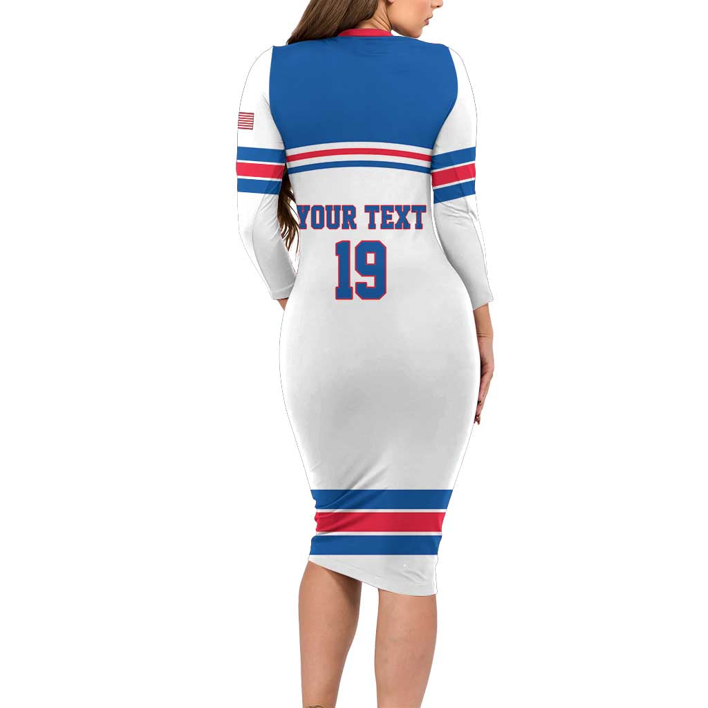 Custom USA Ice Hockey Long Sleeve Bodycon Dress Let’s Go Champions