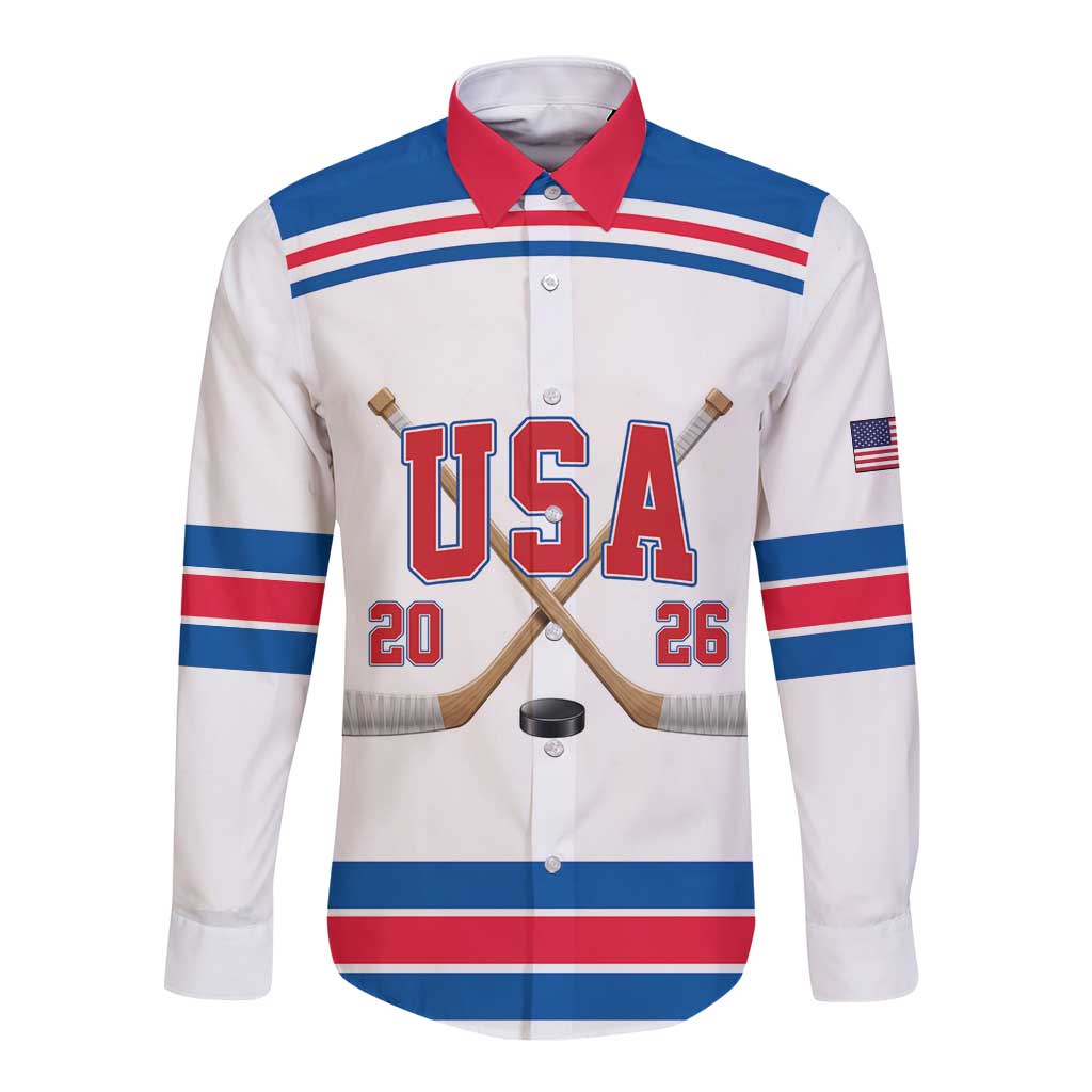 Custom USA Ice Hockey Long Sleeve Button Shirt Let’s Go Champions