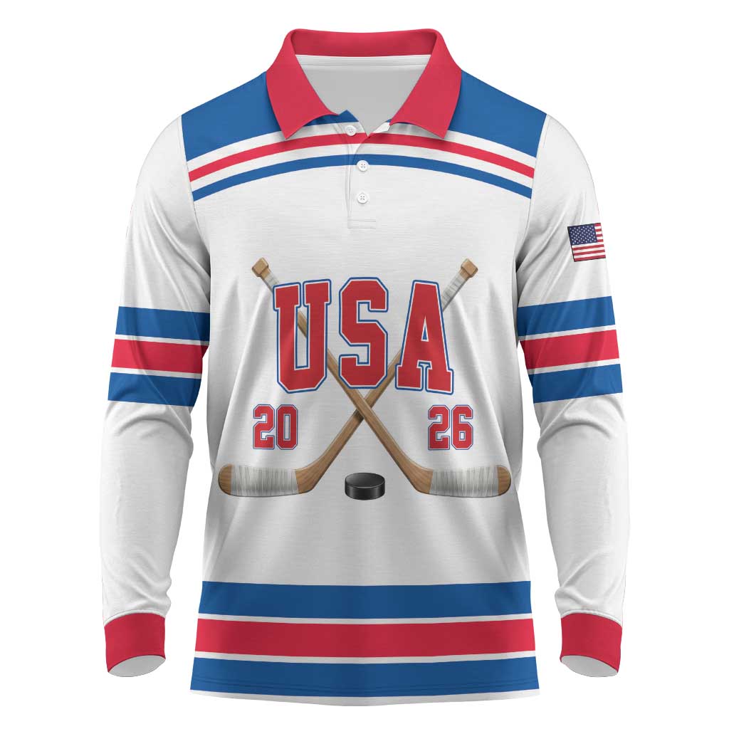 Custom USA Ice Hockey Long Sleeve Polo Shirt Let’s Go Champions