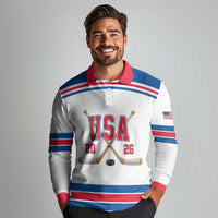 Custom USA Ice Hockey Long Sleeve Polo Shirt Let’s Go Champions