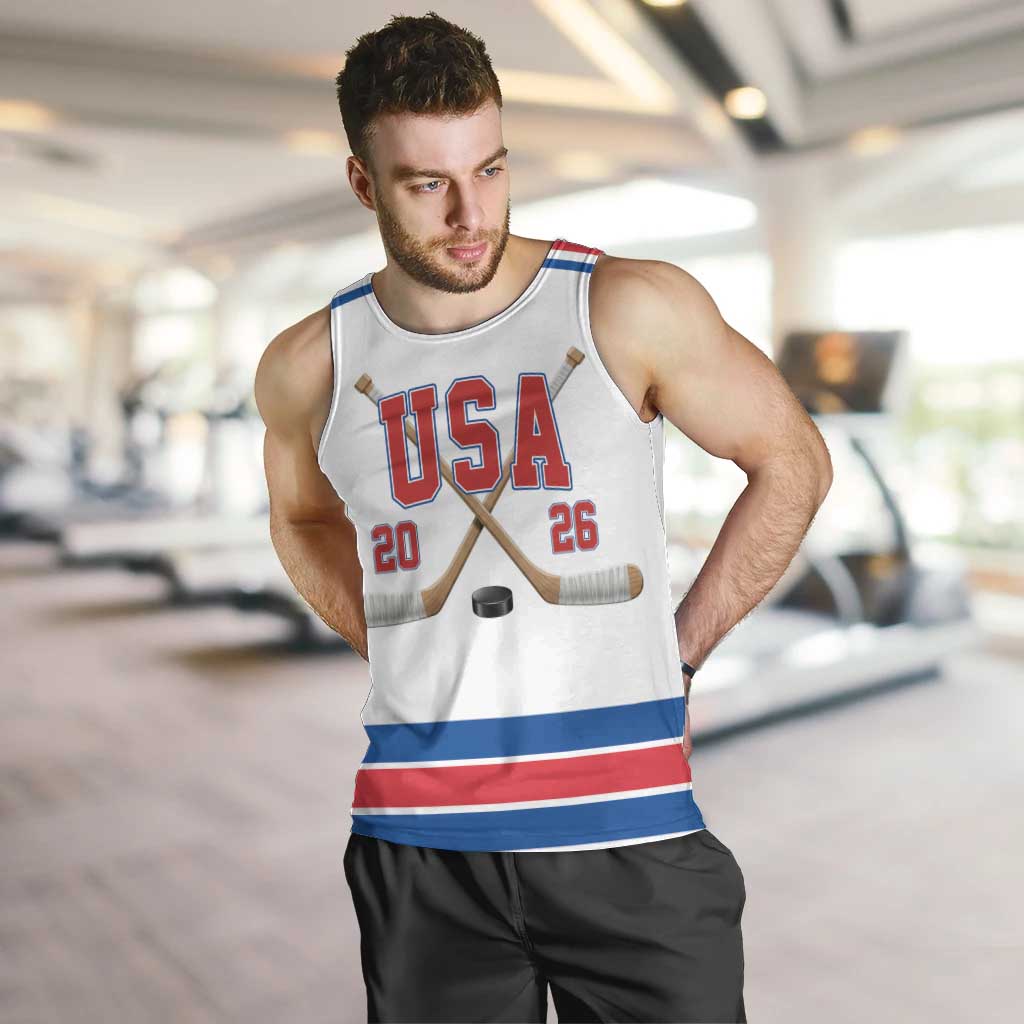 Custom USA Ice Hockey Men Tank Top Let’s Go Champions