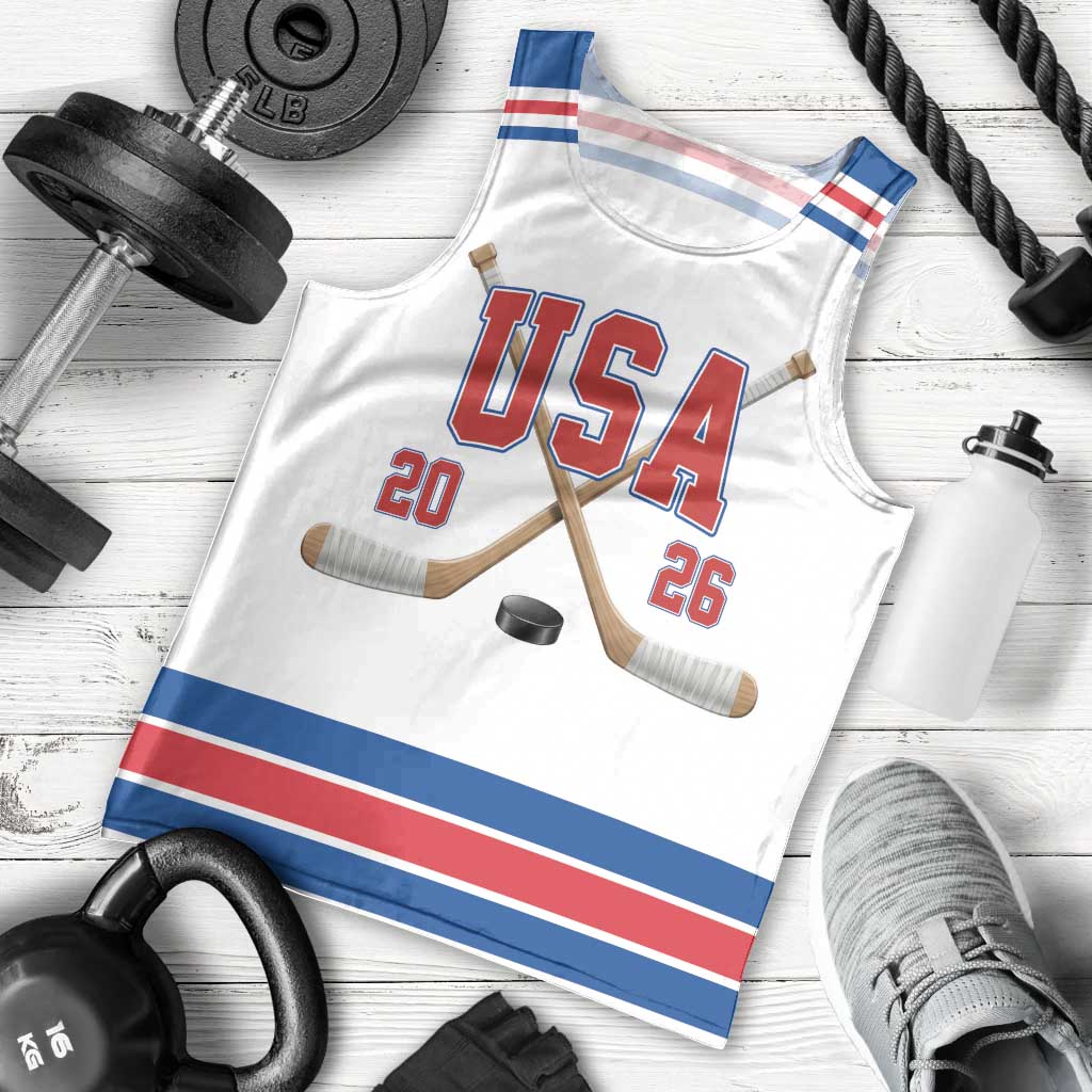 Custom USA Ice Hockey Men Tank Top Let’s Go Champions